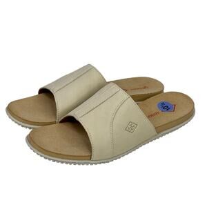 Quoddy Women's Nina Slide Sandals 10.5 Cream Off White Bone Leather Comfort NEW